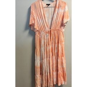 Torrid Women's Peach Tie-Dye Clip-
Dot Kimono Wrap Size 3